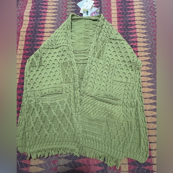 Connemara Knit Wear Vintage Women Merino Wool Shawl Pocket Sweater Ireland Cover - Picture 9 of 10